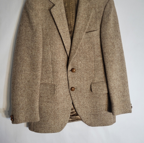 Harris Tweed Mens Blazer Beige Wool 2 Button Half Lined Jacket Sport Coa… - Picture 11 of 12